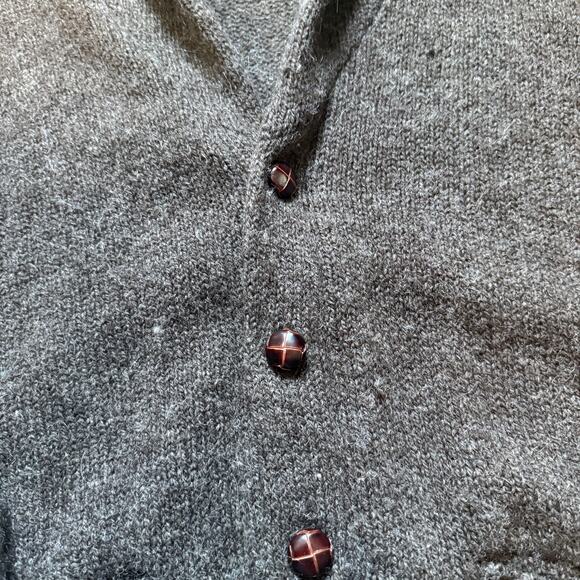 Men's Vintage 90's Eddie Bauer Brown Wool Shawl Knit Cardigan Sweater Sz Medium - Picture 6 of 8